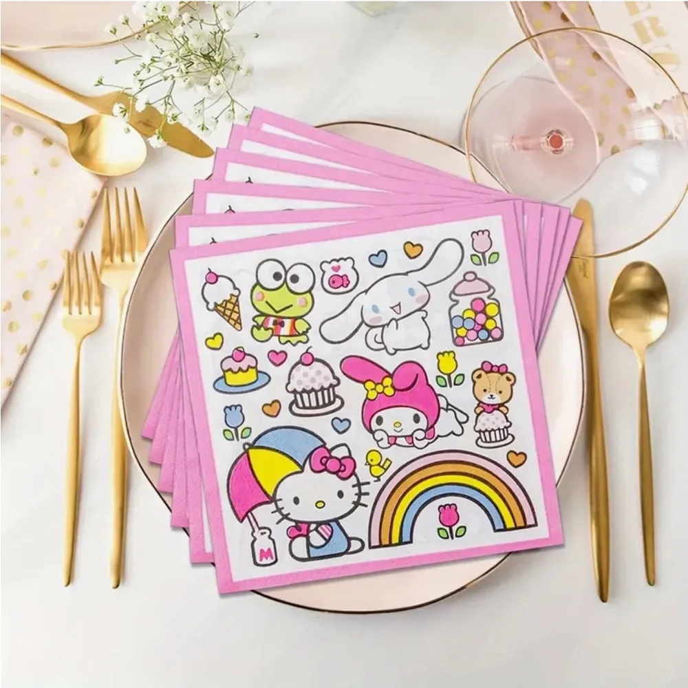 Sanrio Hello Kitty Pink and White Paper Luncheon Napkins, 20ct